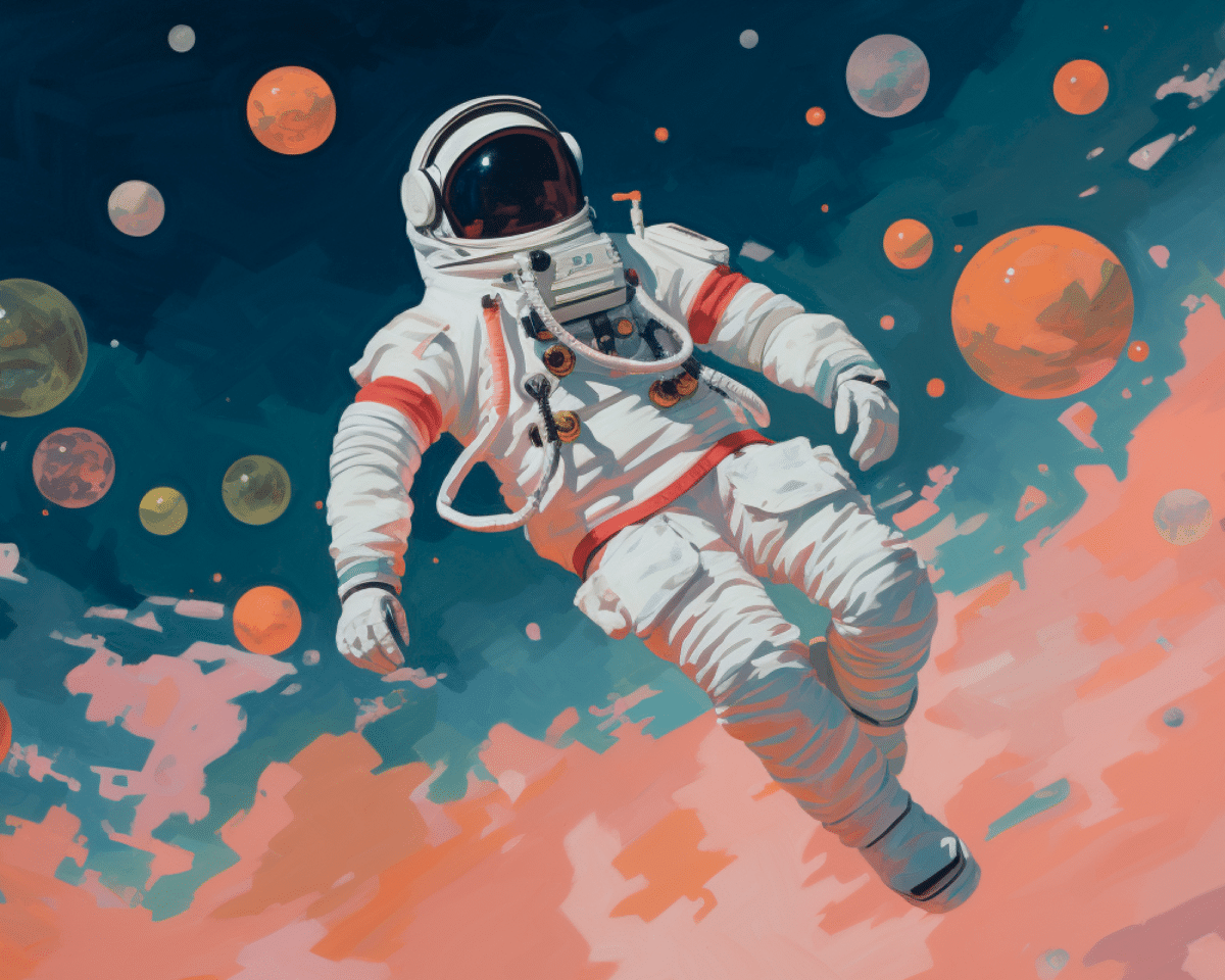 abstract AI generated image of. an astronaut floating in space