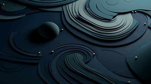 abstract AI generated concentric circles on dark navy