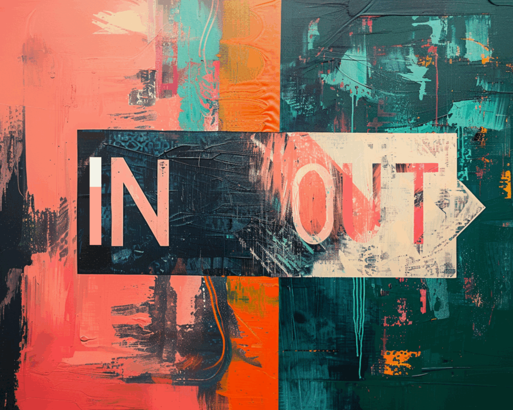 ai generated image of one sign that says both in and out