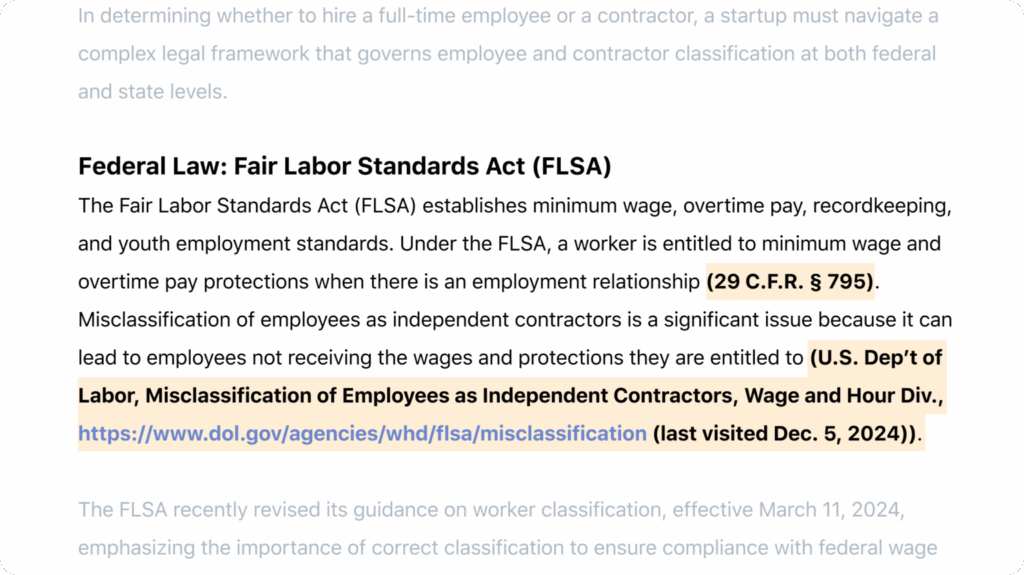 screenshot of ironclad jurist research outputs