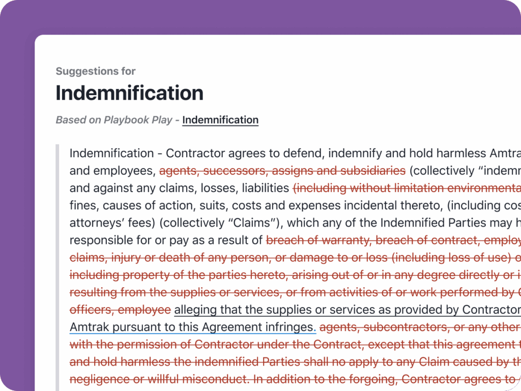 indemnification clause with redlines