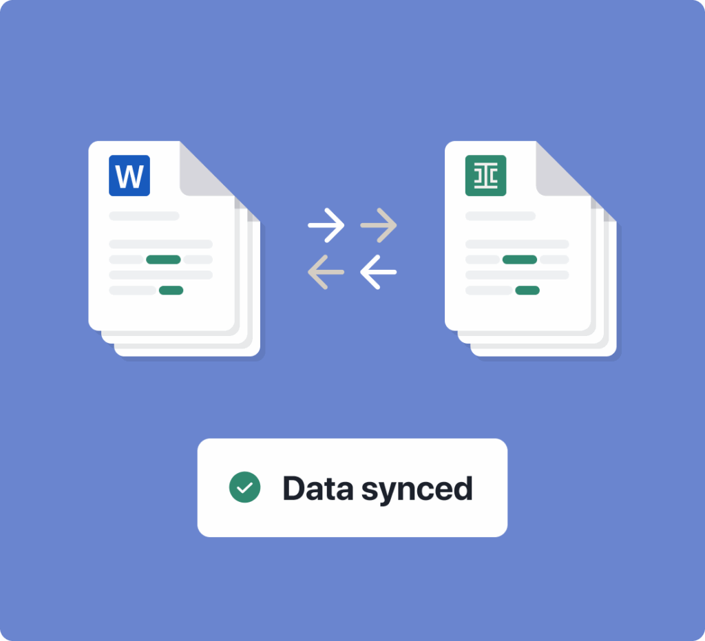 abstracted visual of word and ironclad data syncing