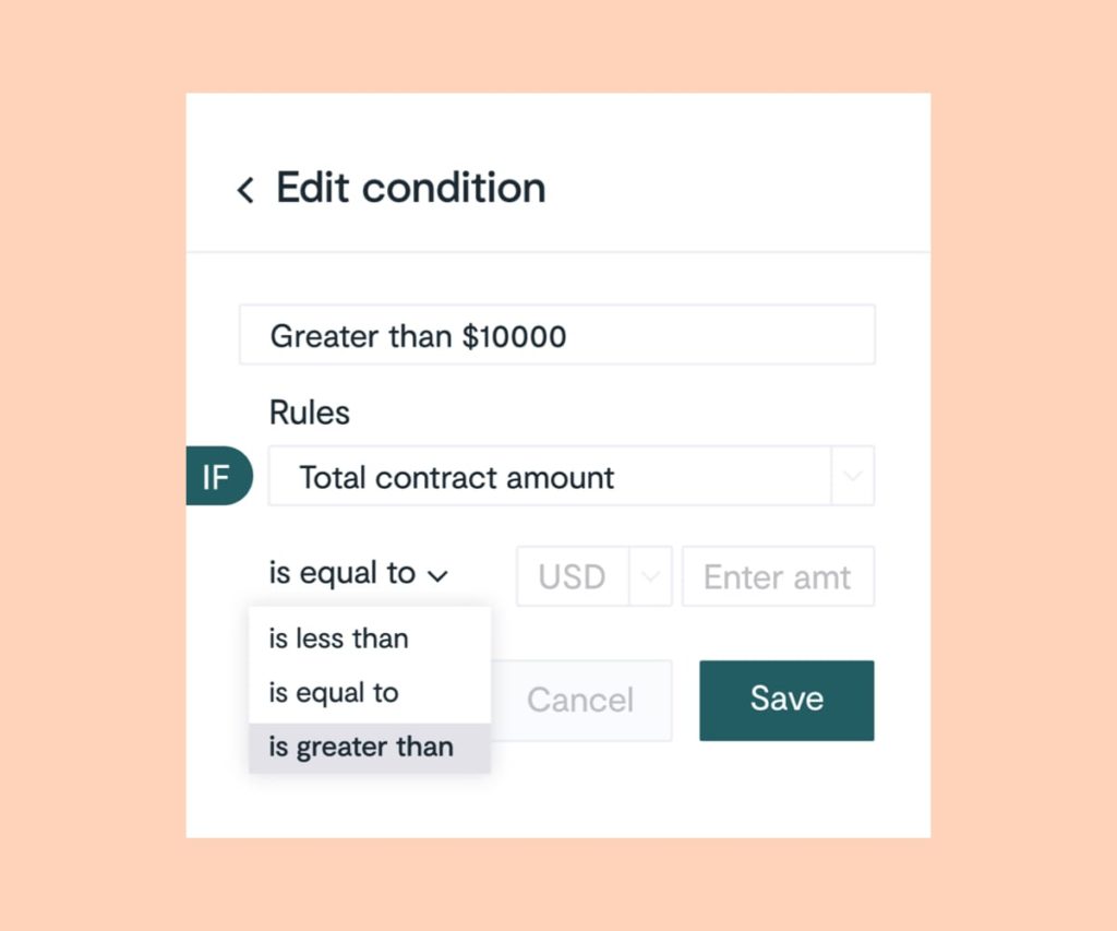 contract management software - edit condition screen shot