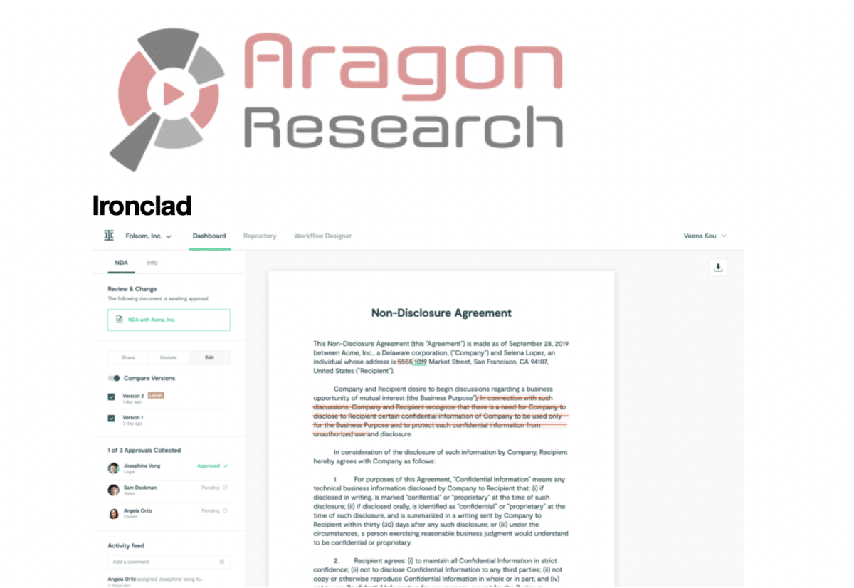 Ironclad Named a 2020 Aragon Research Hot Vendor