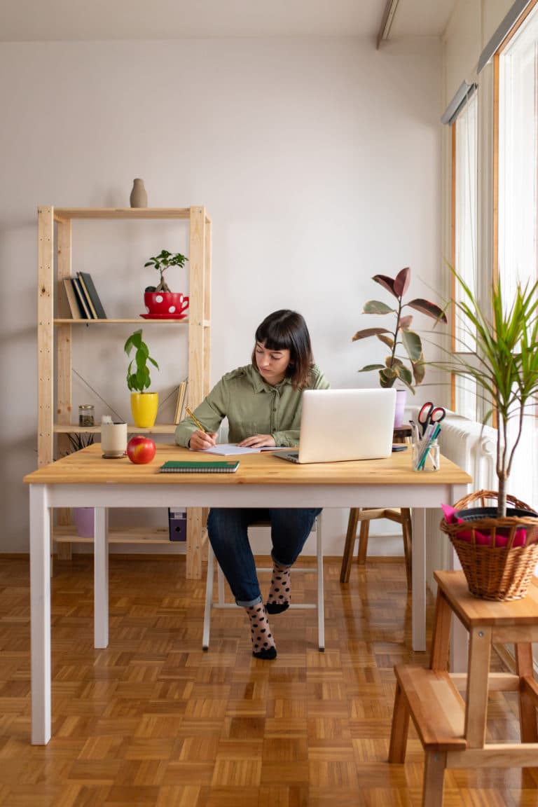 young business woman working from home
