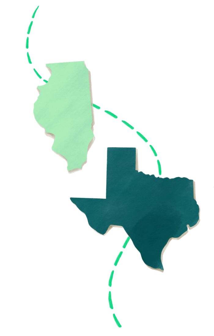 Texas and Illinois illustration
