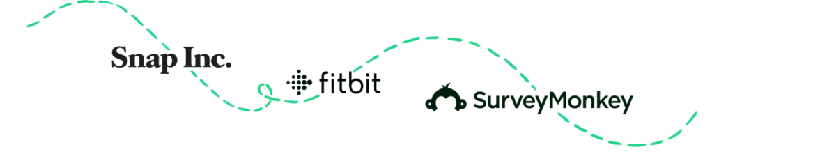 Snap, Fitbit, and SurveyMonkey logos