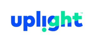 blue and green uplight logo on clear background