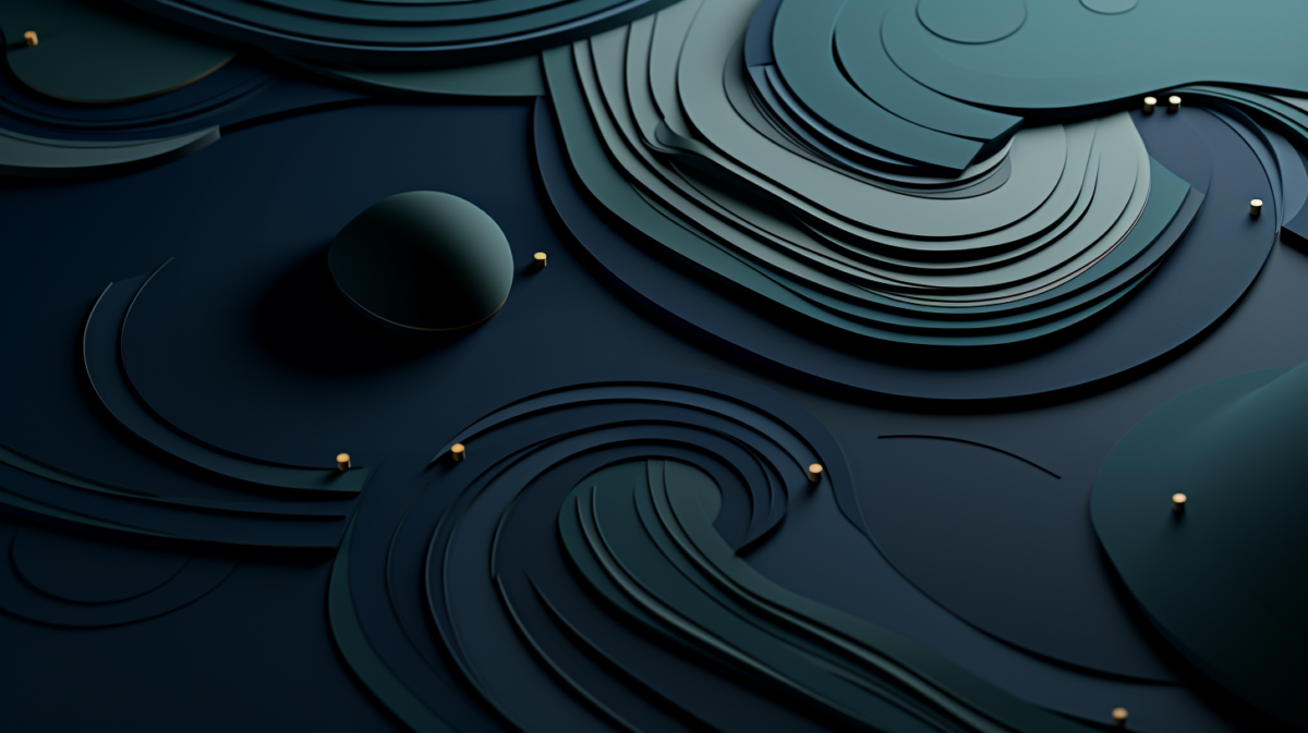abstract AI generated concentric circles on dark navy