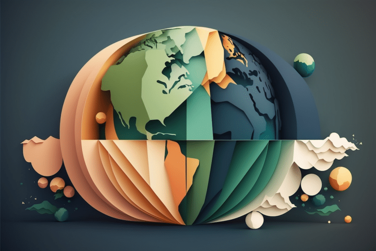 Abstract Illustration of a globe and documents, representing international contracts