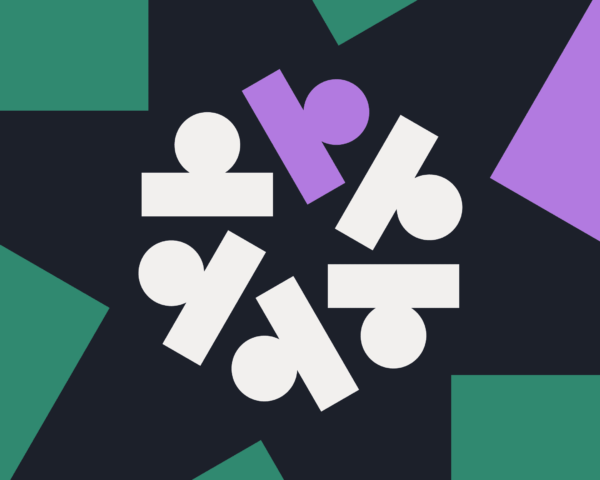 abstract wheellike image in green purple and black