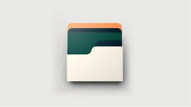 A minimalist illustration of three file folders stacked together, with tabs in orange, dark green, and navy blue—ideal for showcasing a contractpodai alternative—partially visible above a white folder on a light gray background.