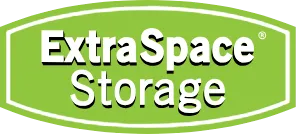 A green and white logo with the words Extra Space Storage in bold, white letters centered inside a green rounded rectangle with a white border.