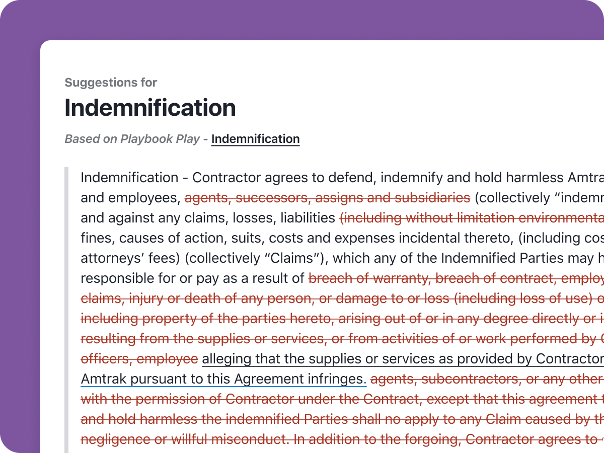 indemnification clause with redlines