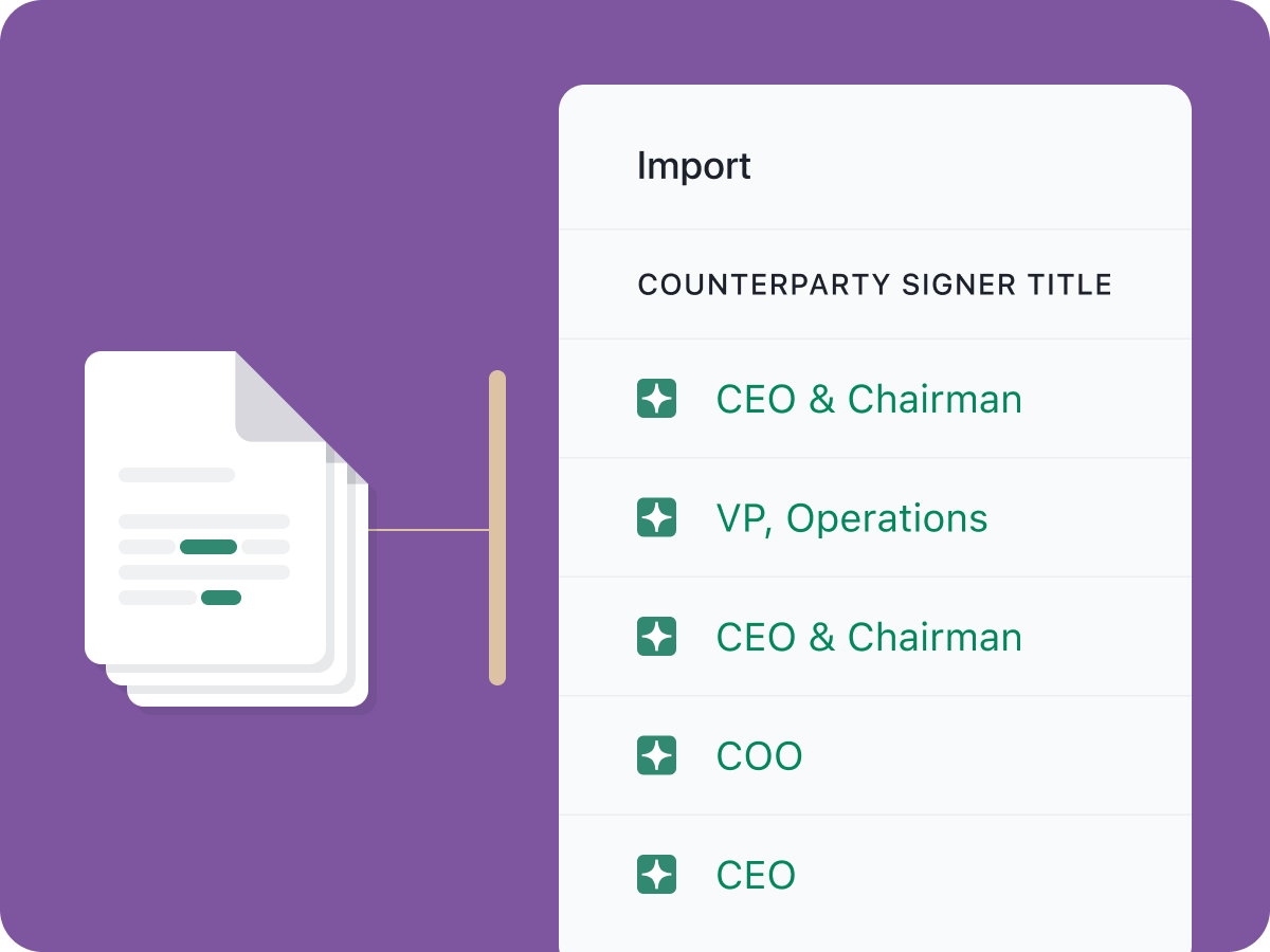 abstract contract showing a view of fields imported