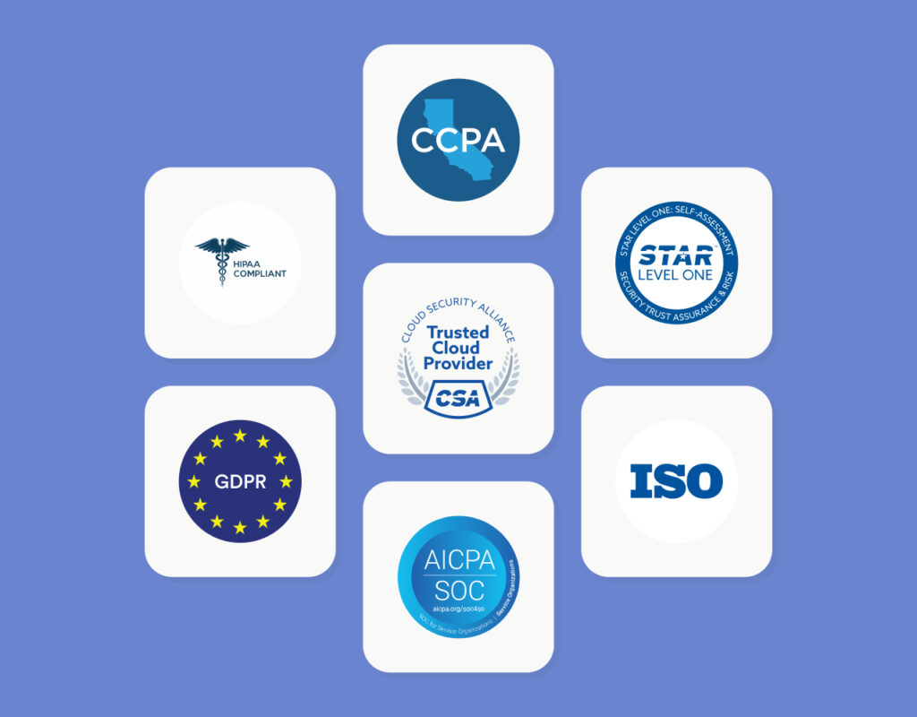 collage of security badges