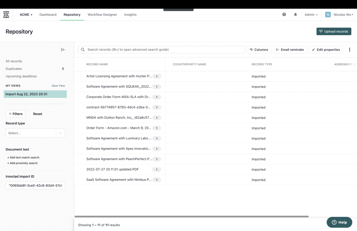 gif of rerunning legacy contracts through Smart Import