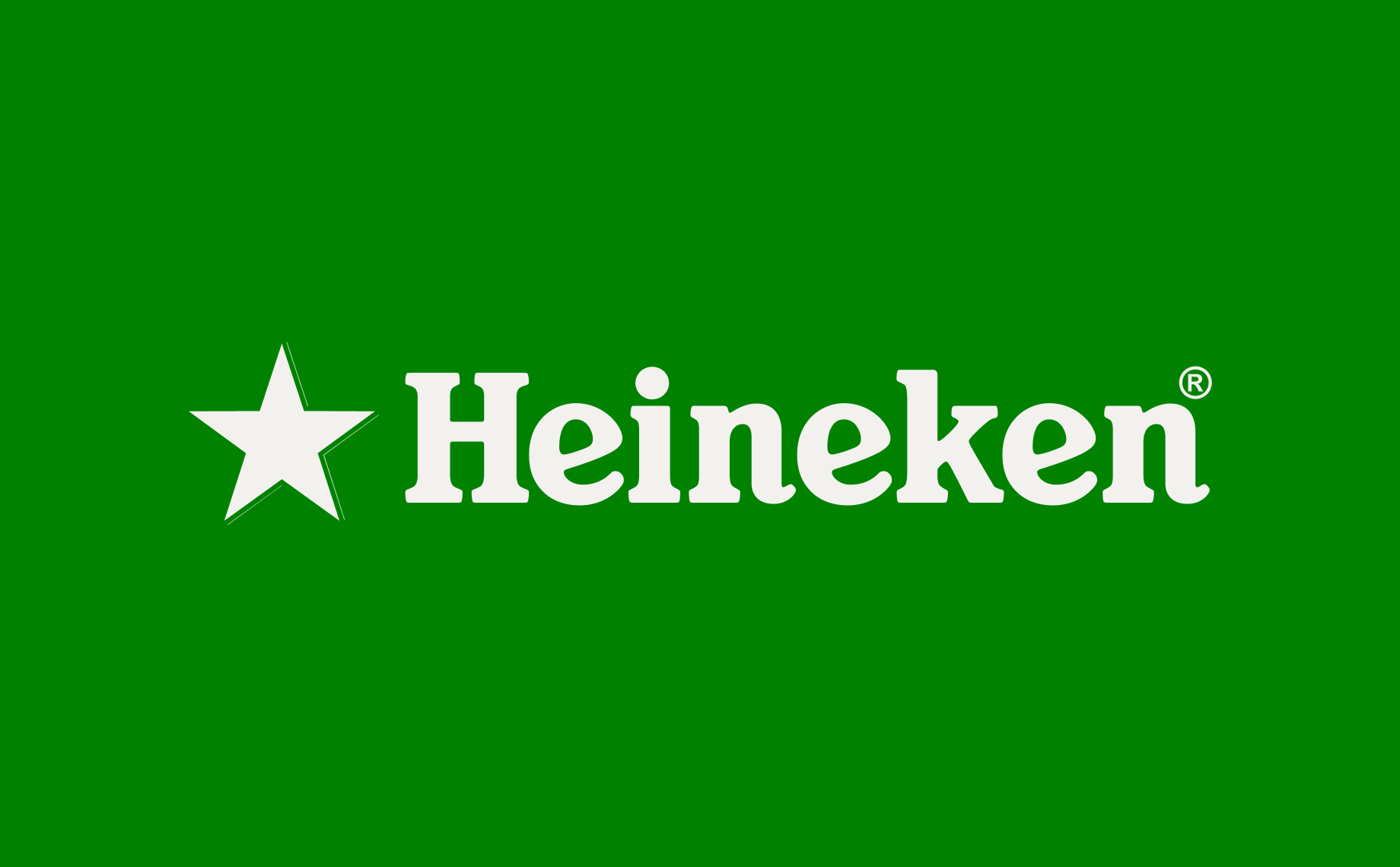 Heineken logo with a white star and the word Heineken in white font on a green background, reminiscent of the clean and recognizable branding found in companies like Root Insurance.