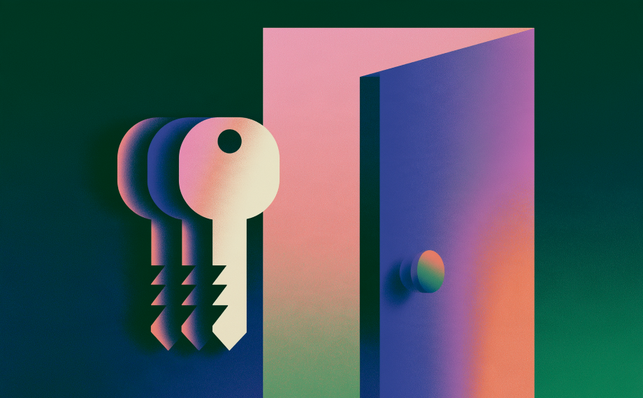 Three overlapping keys shown beside an open door, representing a unified data platform.